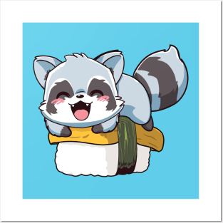 Racoon Tamago Sushi Posters and Art